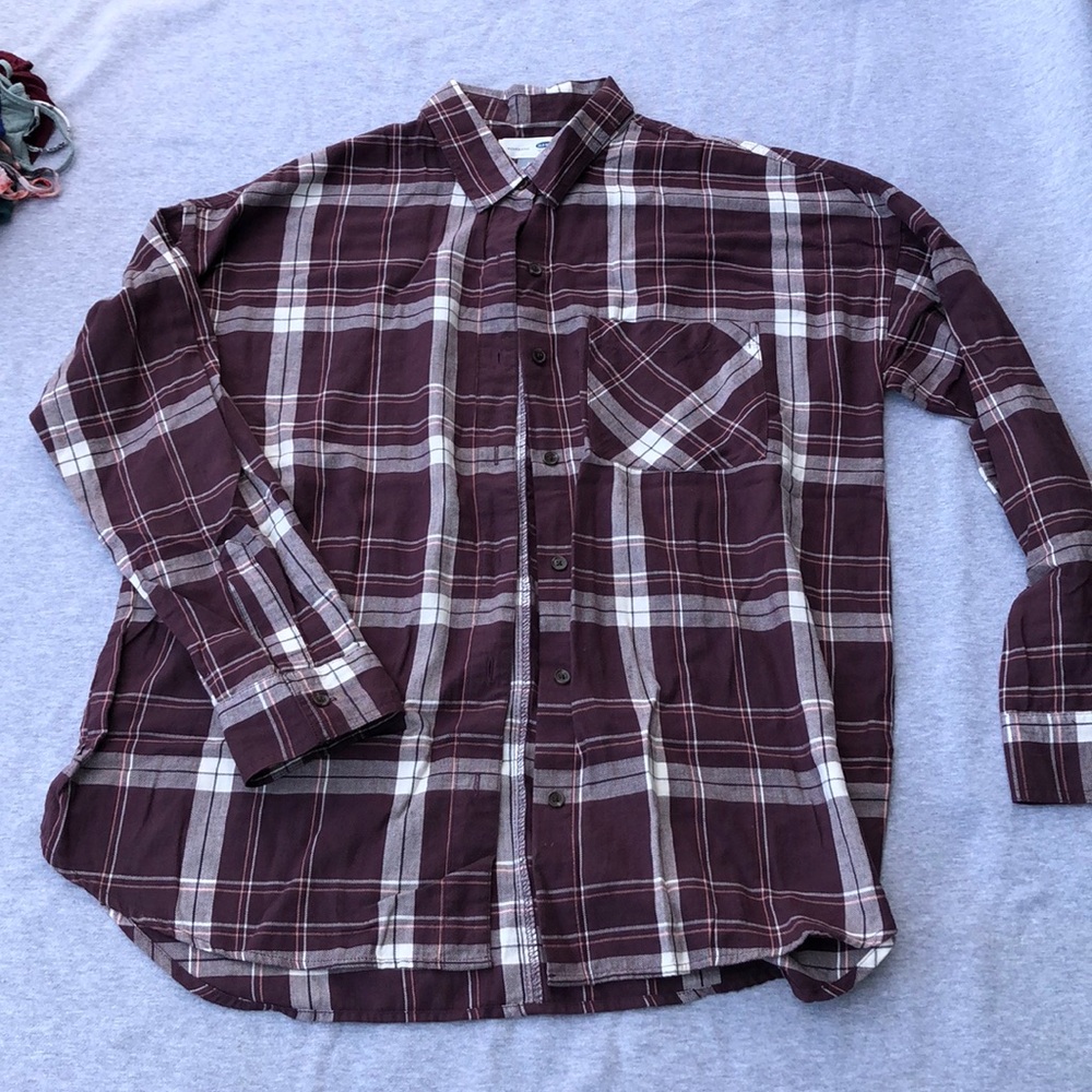 Old navy plaid flannel boyfriend fit